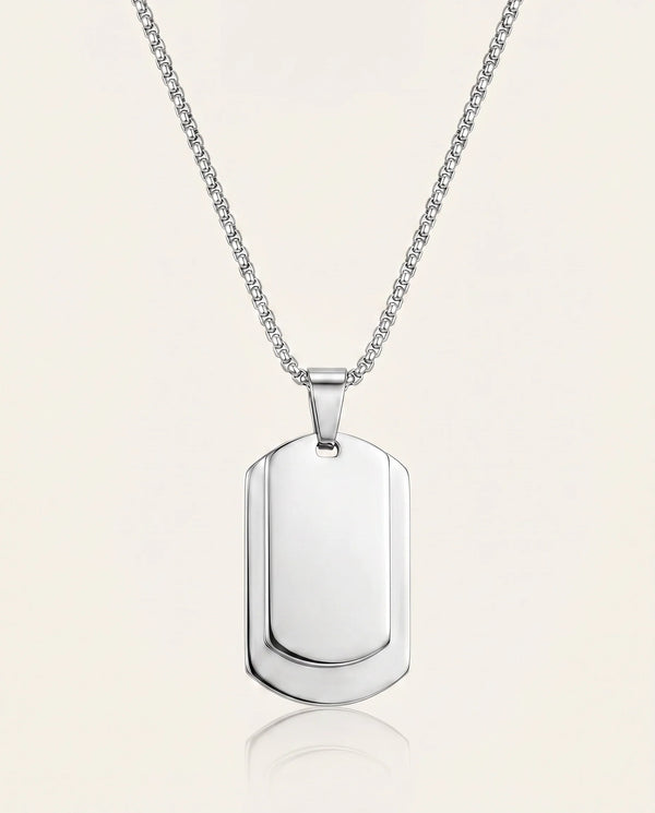 men's stainless steel classic dog tag pendant