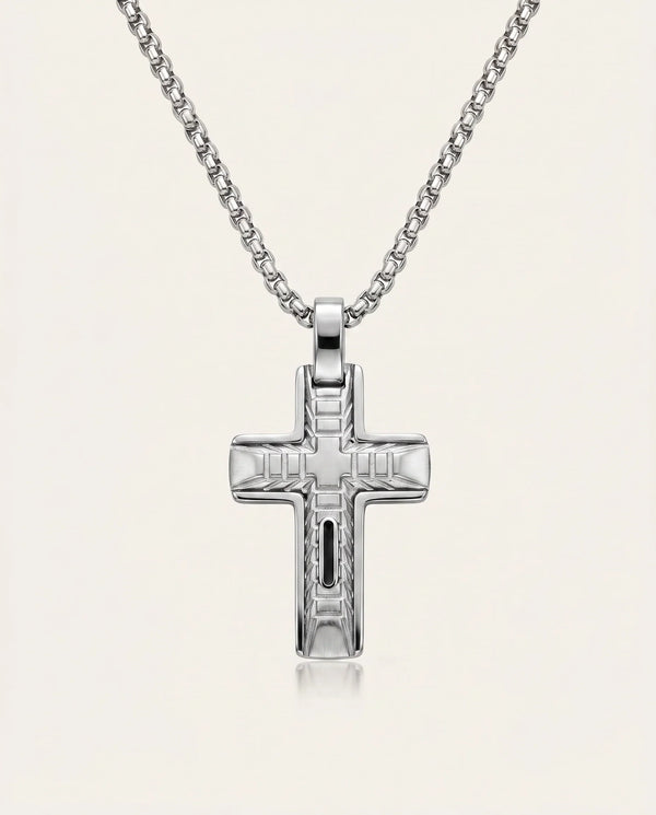 men's stainless steel classic cross pendant