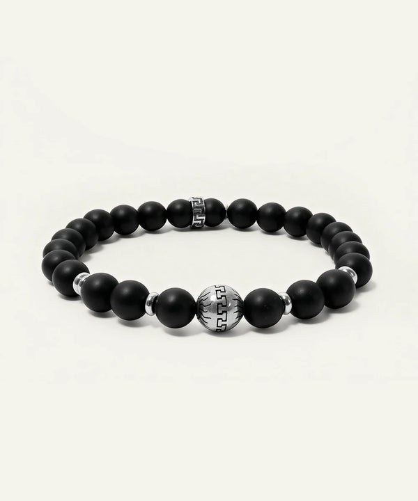 men's matte black onyx bead bracelet