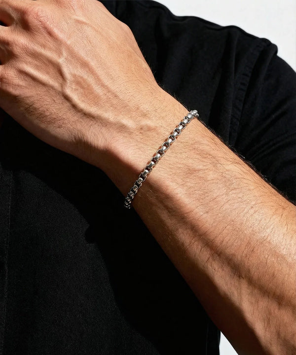 Men's box link chain bracelet by