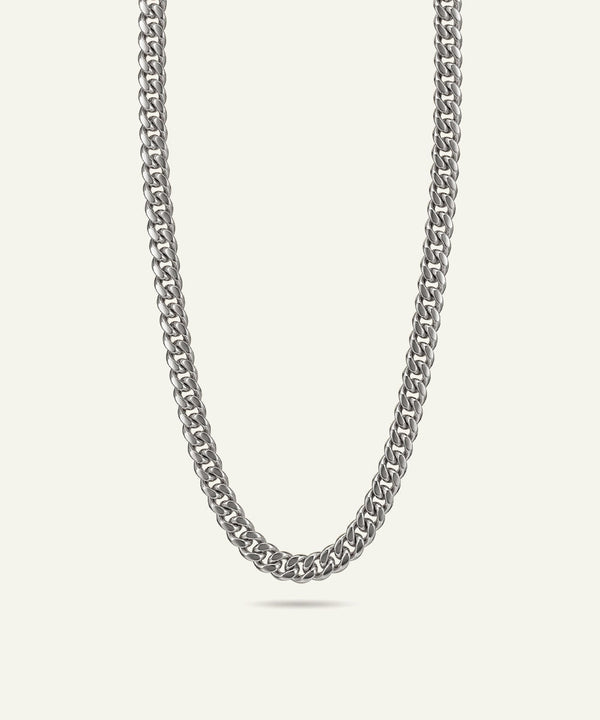 men's silver-toned Cuban chain necklace