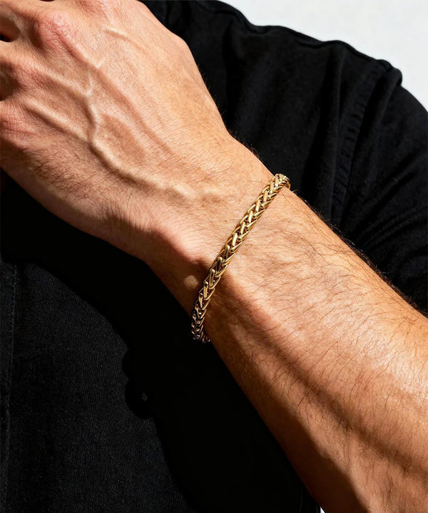Men's stainless steel woven chain bracelet