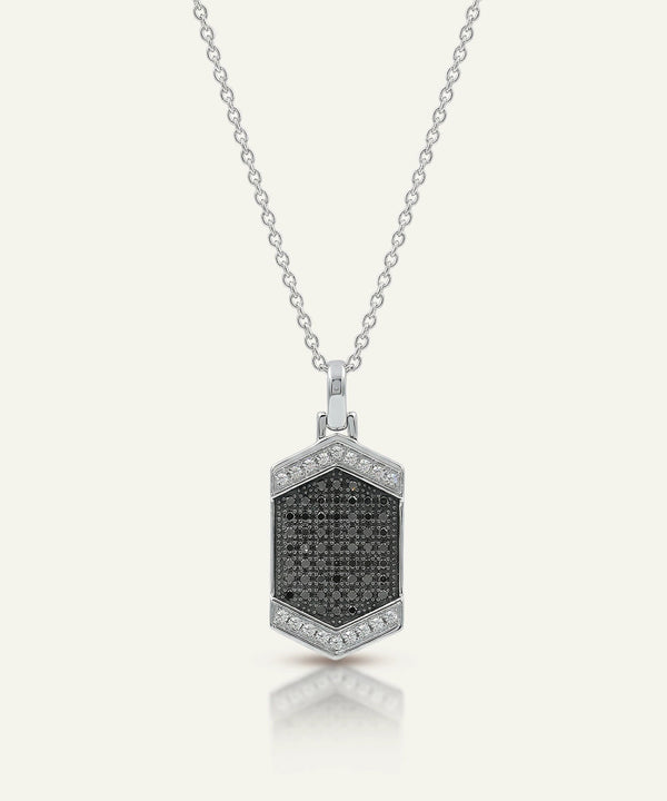 men's black and lab-grown diamond dog tag pendant