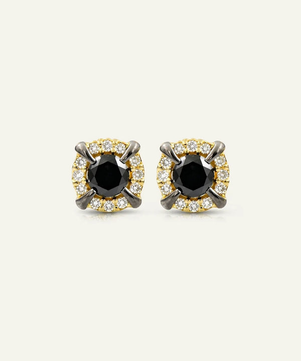 men's black diamond cluster stud earrings