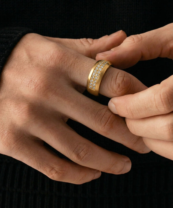 Men's vermeil lab-grown diamond channel band by