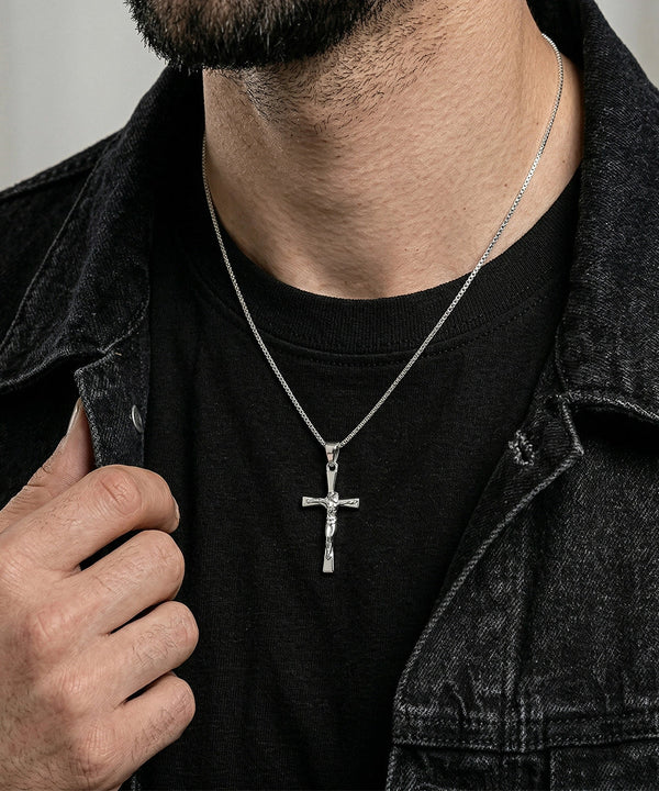Men's silver crucifix pendant by