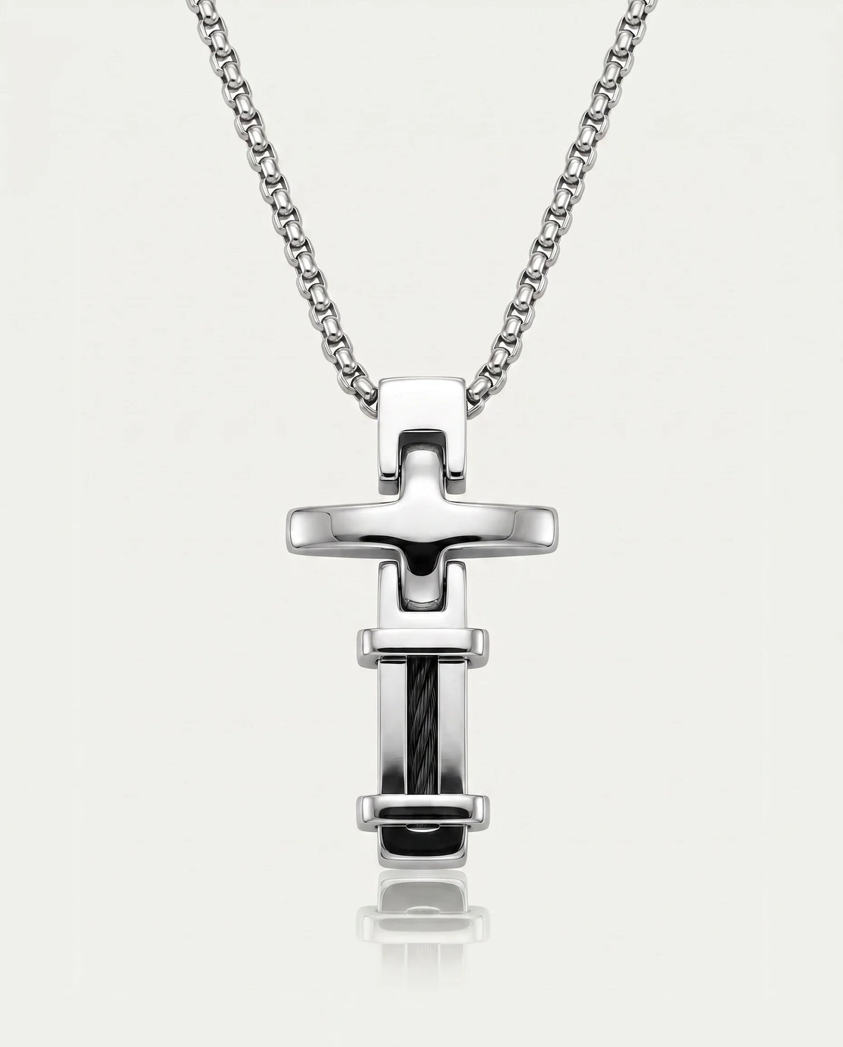 men's stainless steel cable cross pendant