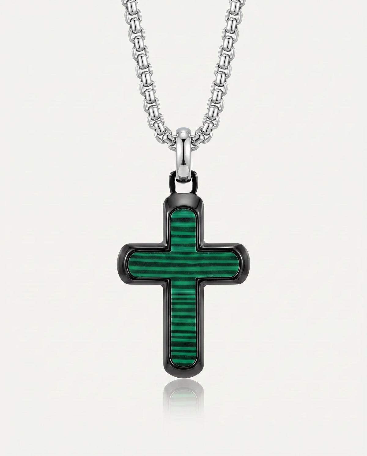 men's synthetic malachite cross pendant