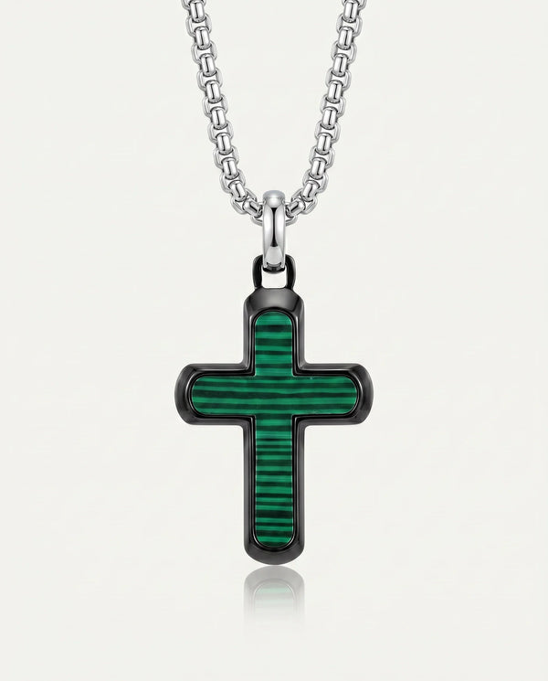 Synthetic Malachite Cross Pendant