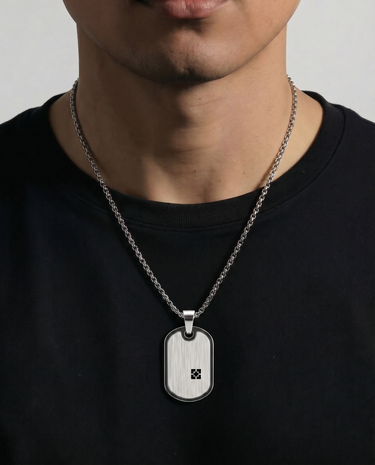 Men's stainless steel dog tag pendant by