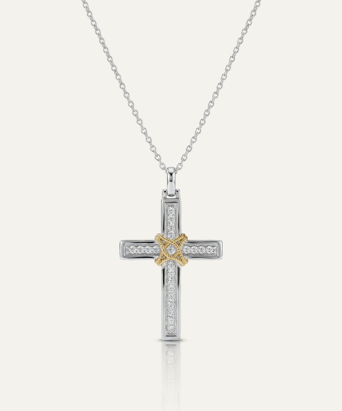 men's silver lab-grown diamond cross pendant