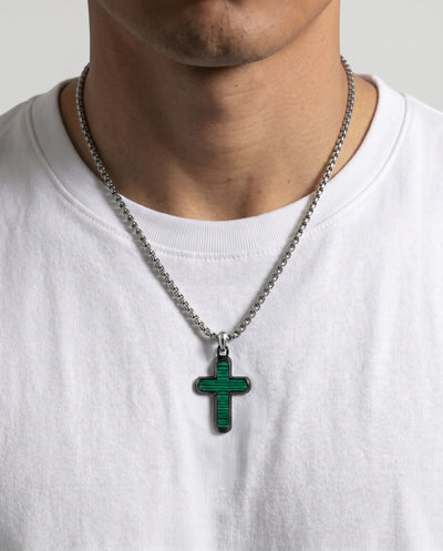 Men's malachite cross pendant by - alternate view