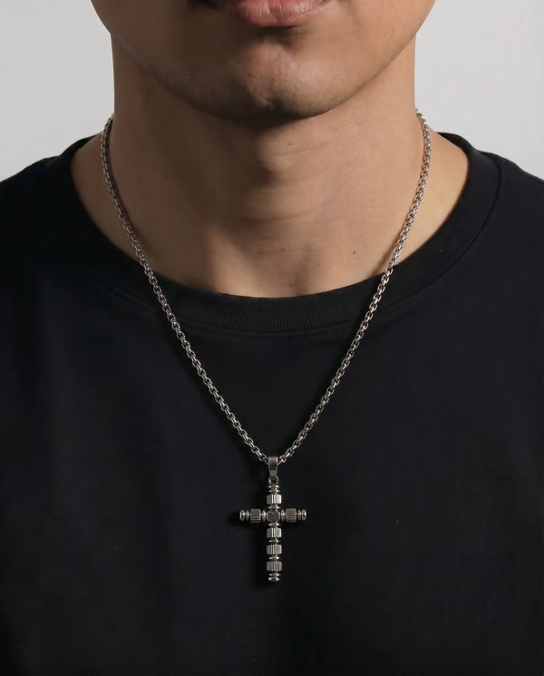 Men's cable cross pendant by