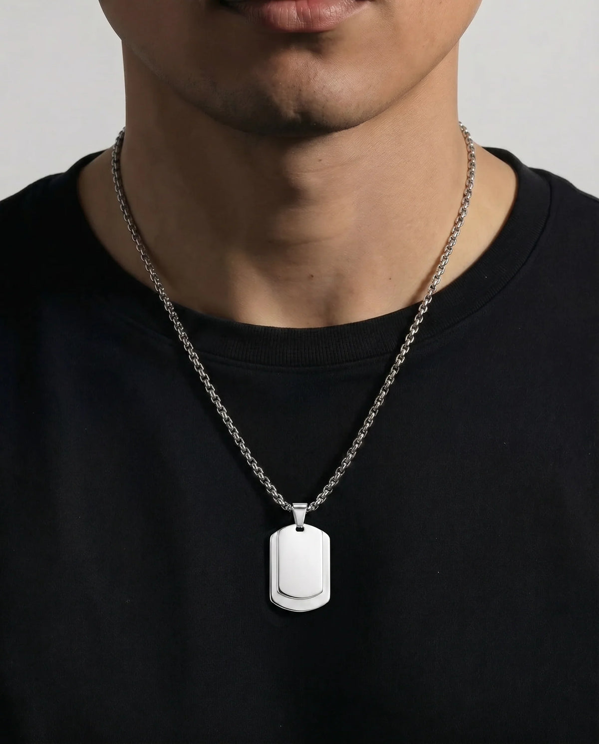 Men's stainless steel dog tag pendant by