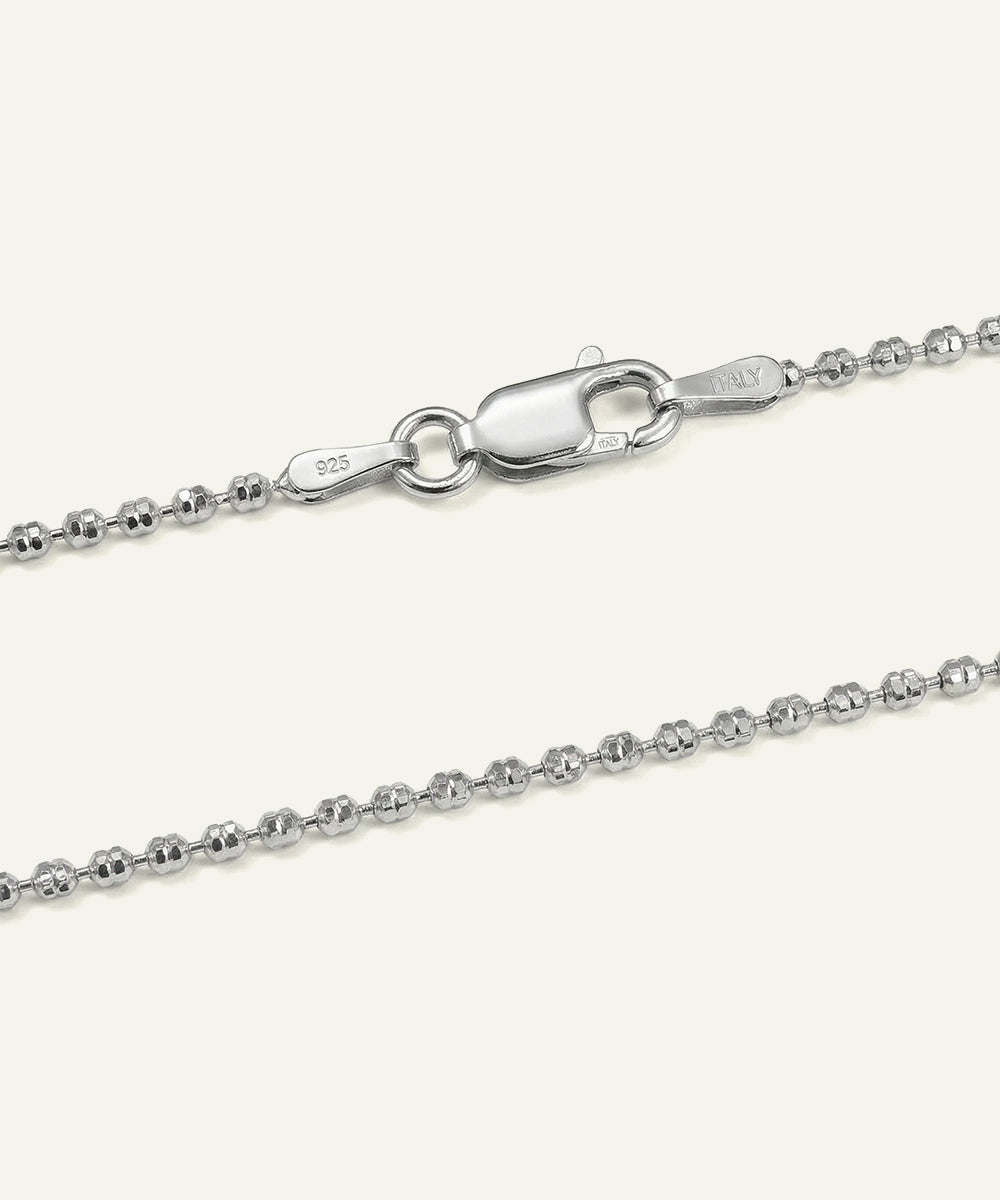Men's silver beads chain with lobster clasp