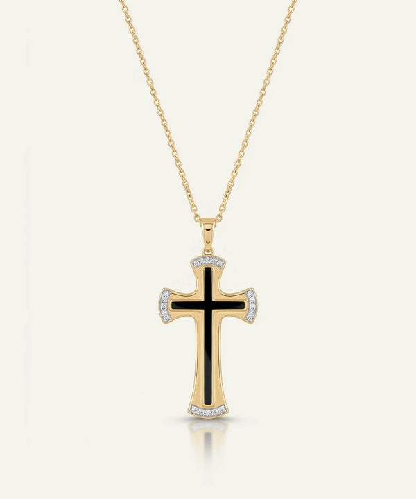 men's vermeil lab-grown diamond cross pendant