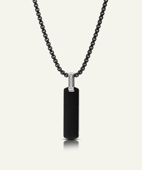 Cubic Zirconia Bar Dog Tag Pendant