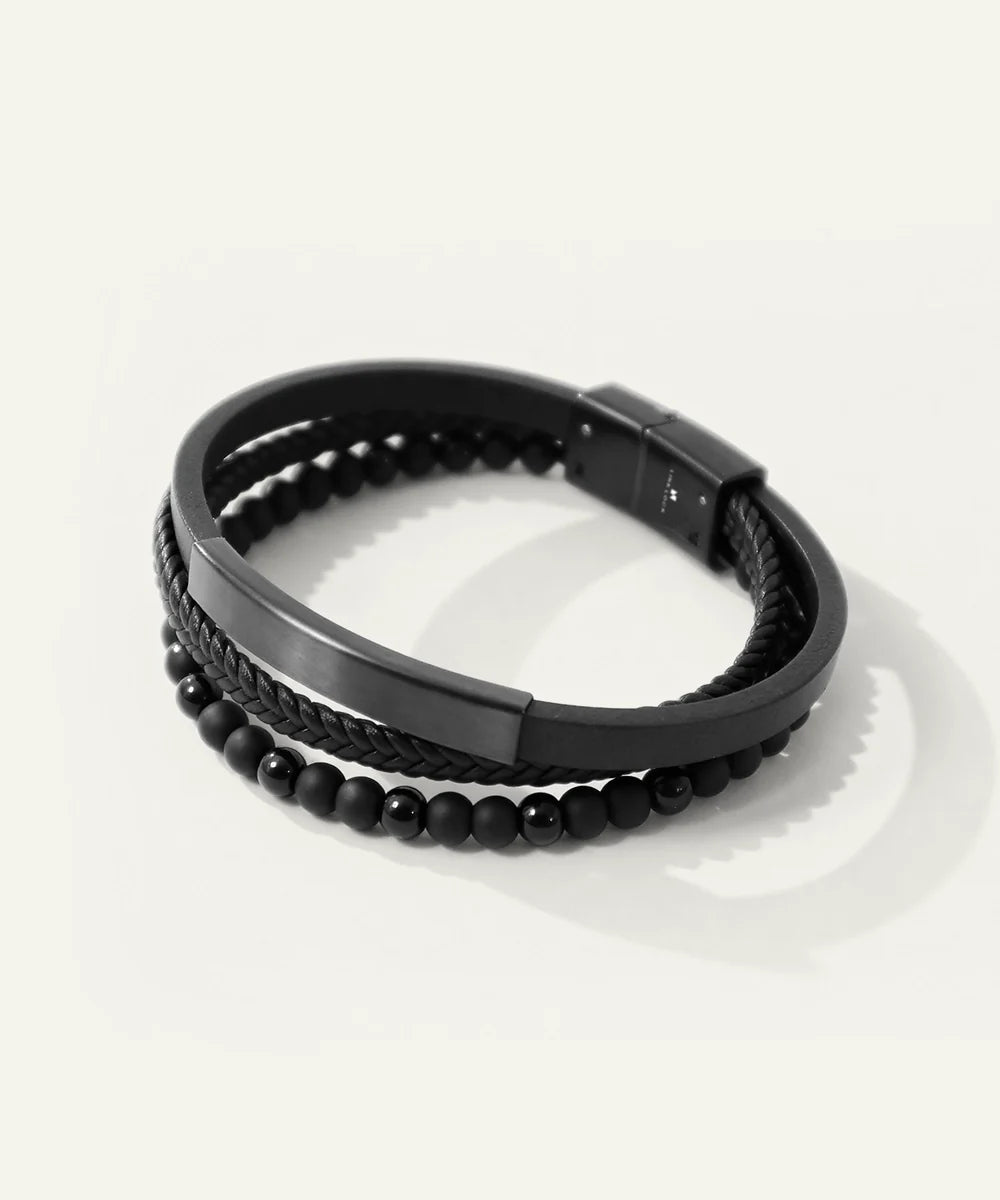 men's leather beaded bracelet from Valliani Jewelers
