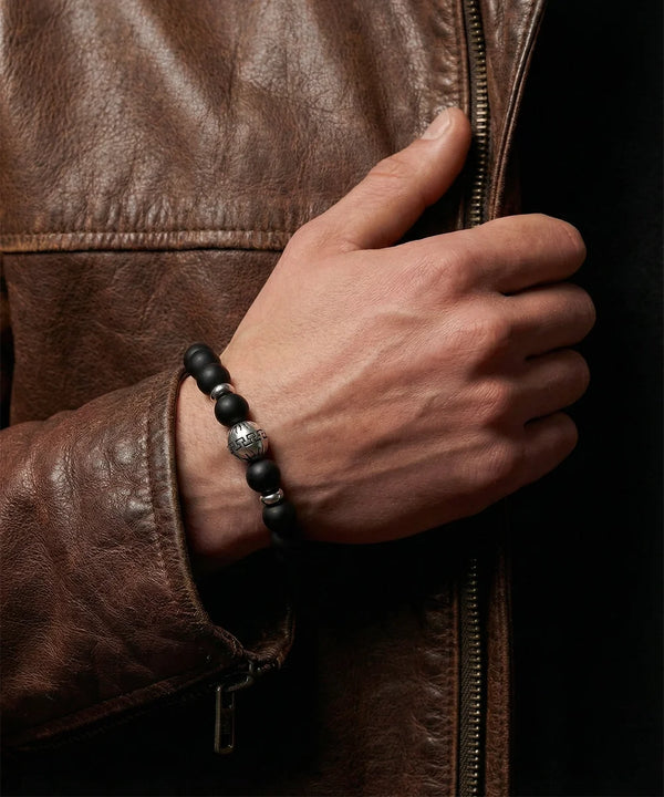 Men's black onyx bead bracelet by