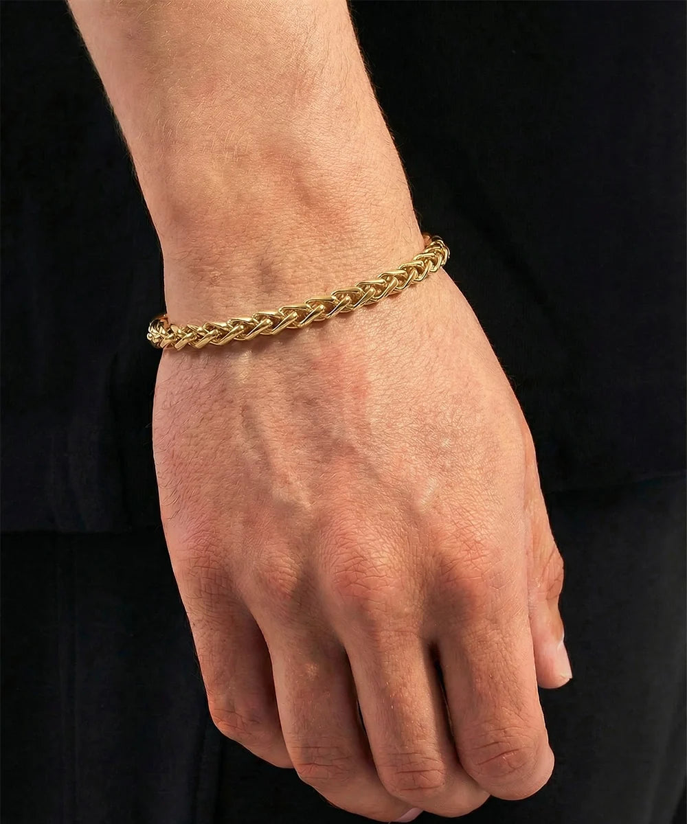 Men's 8.5-inch wheat chain bracelet by