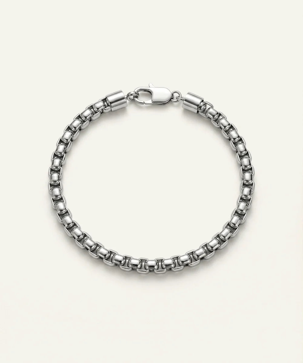men's box link bracelet in stainless steel