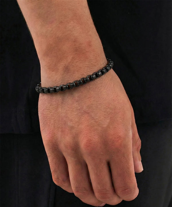 Close-up of stainless steel box links
