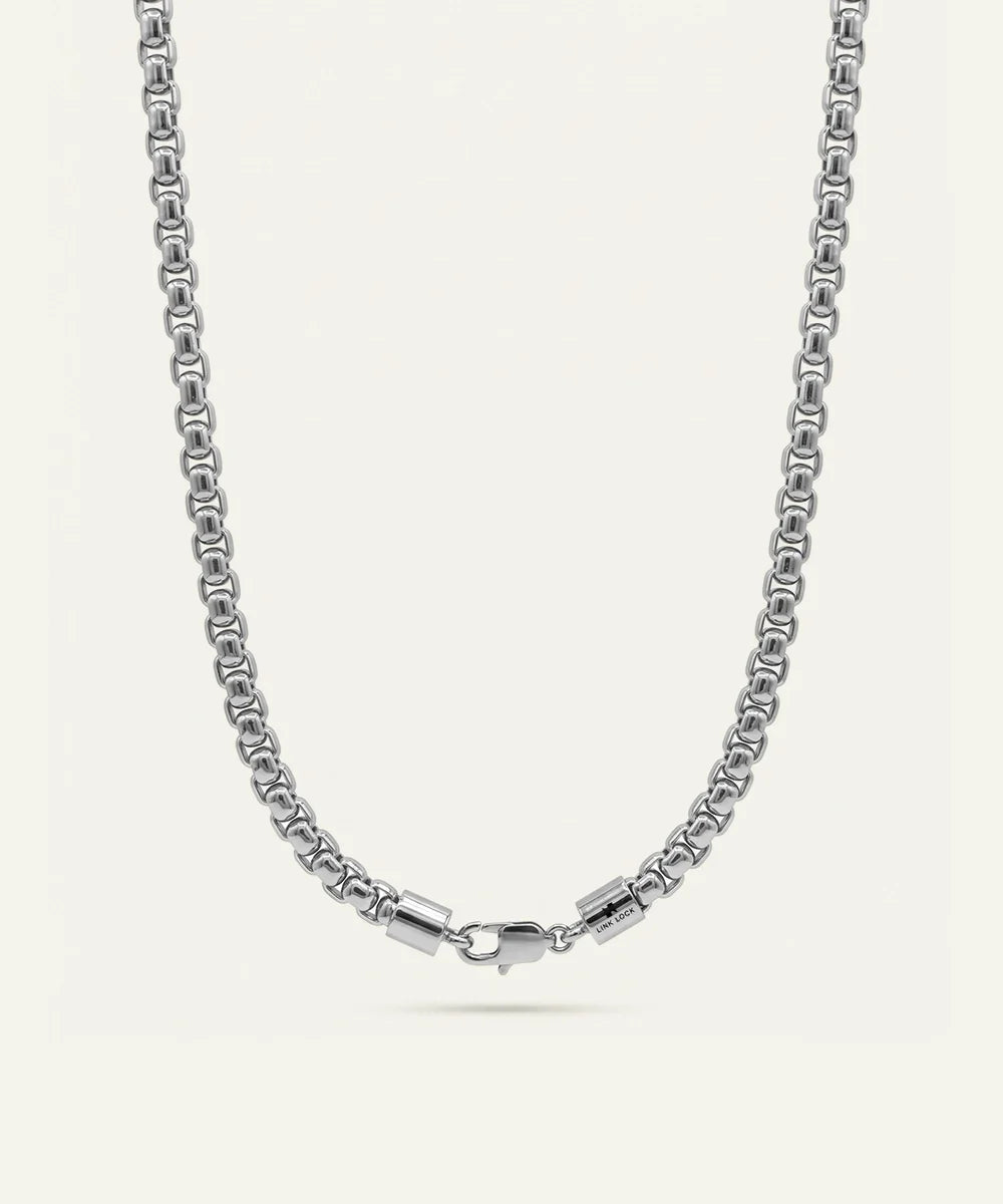 men's silver-toned stainless steel box chain necklace with lobster clasp