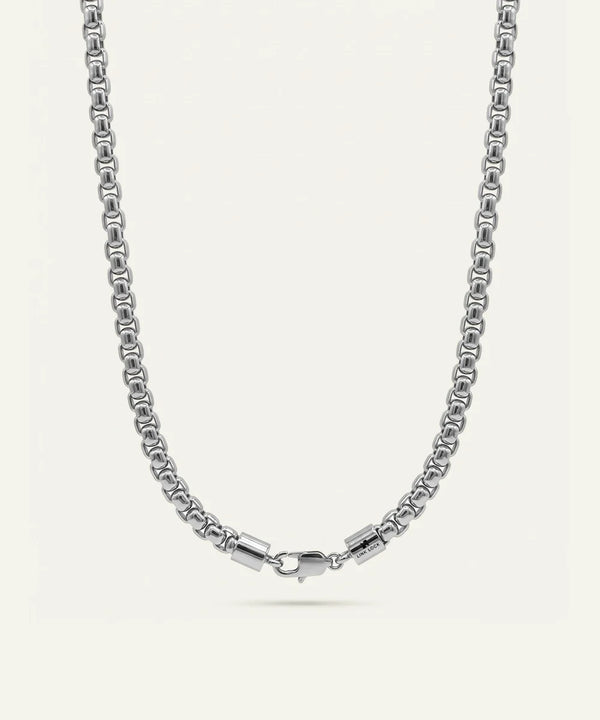men's silver-toned stainless steel box chain necklace with lobster clasp
