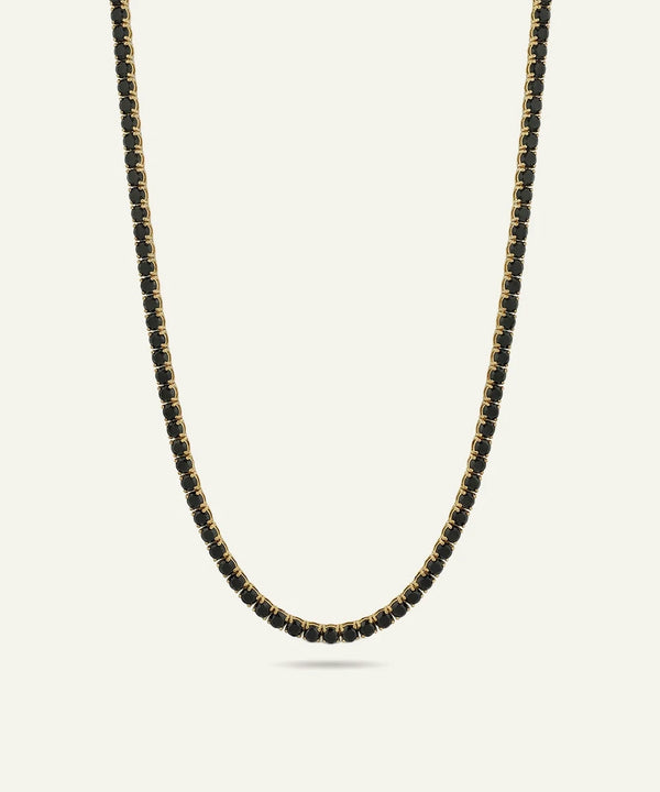 men's black spinel tennis necklace