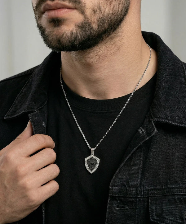 Men's 0.50 CTW diamond shield pendant by