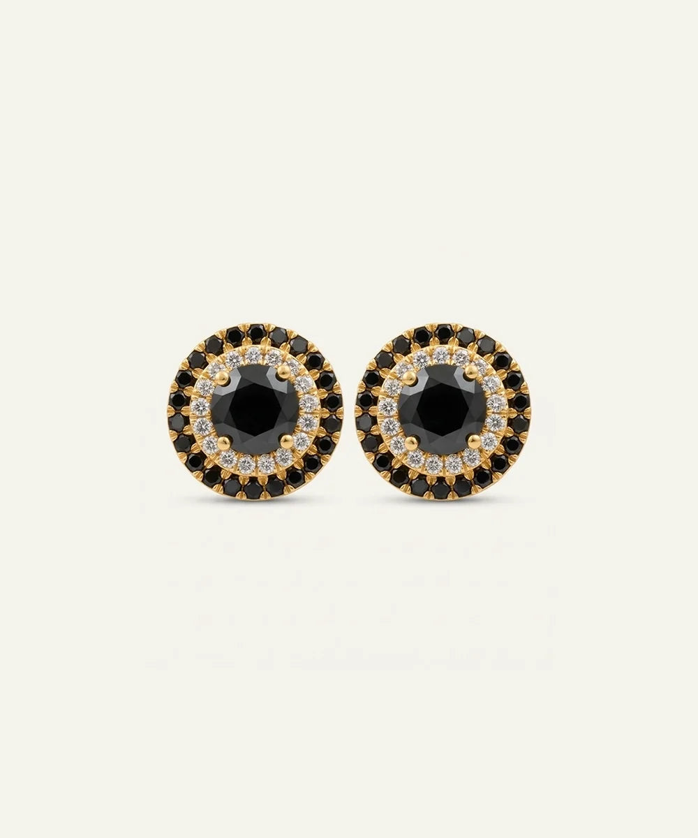 men's black diamond cluster stud earrings in vermeil
