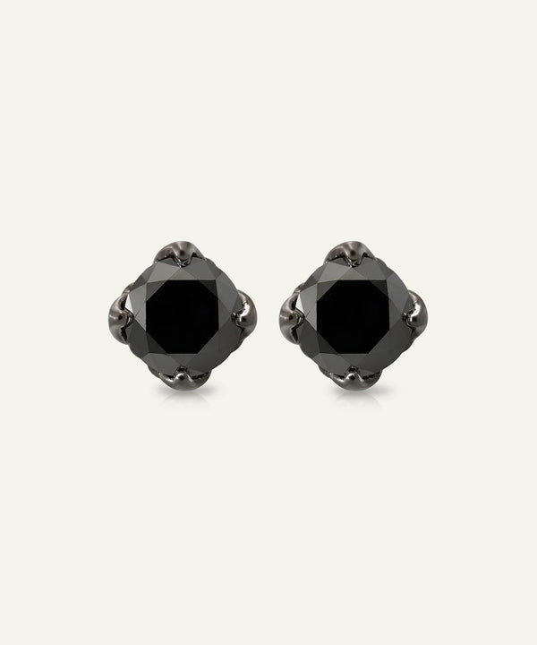 Black Diamond Round Solitare Studs Earrings