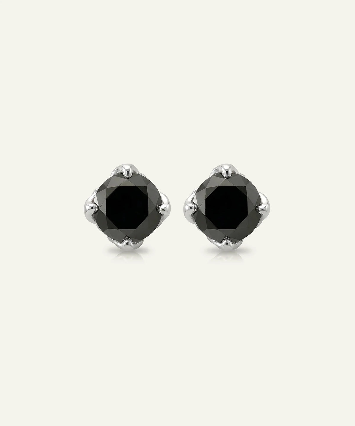 men's black diamond solitaire stud earrings in silver finish