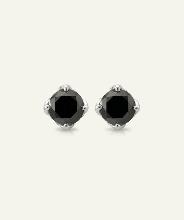 Black Diamond Round Solitare Studs Earrings