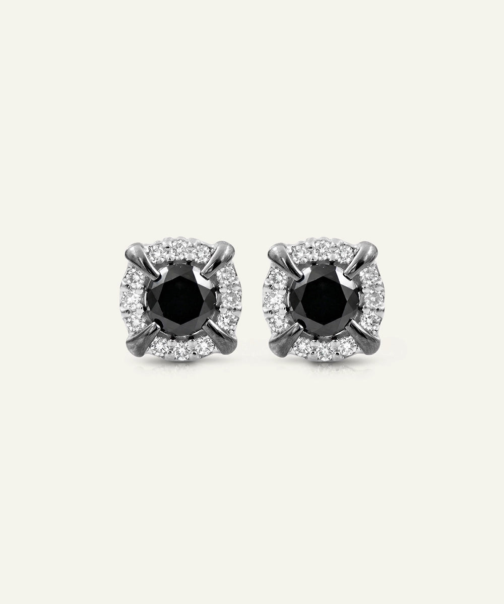 Men's black diamond earrings from Valliani Jewelers