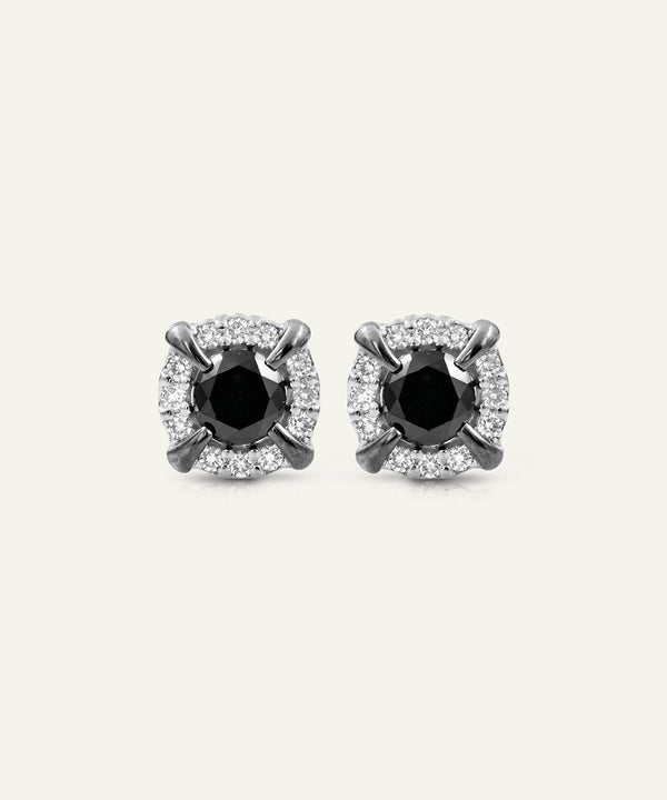 Black Diamond Cluster Studs Earrings