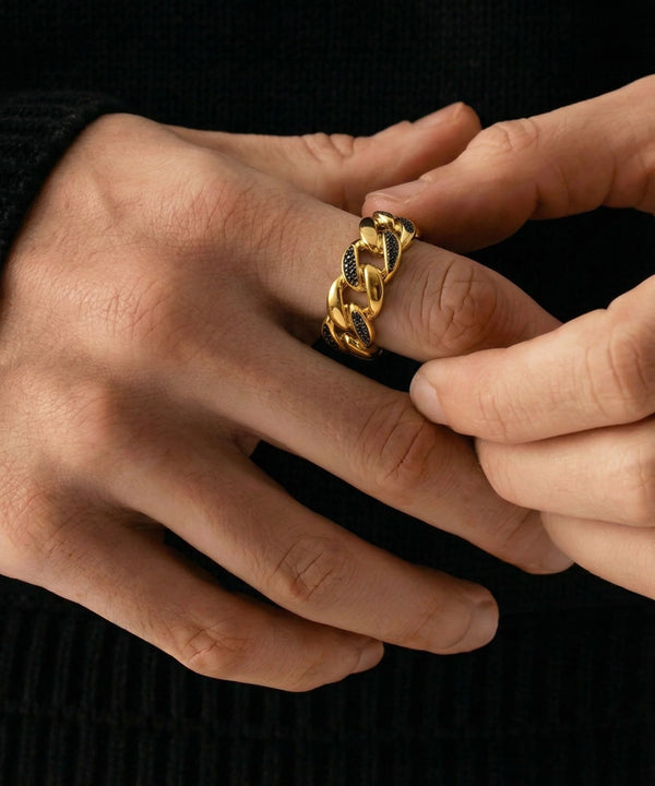 Black Treated Diamond Cuban Men's Ring