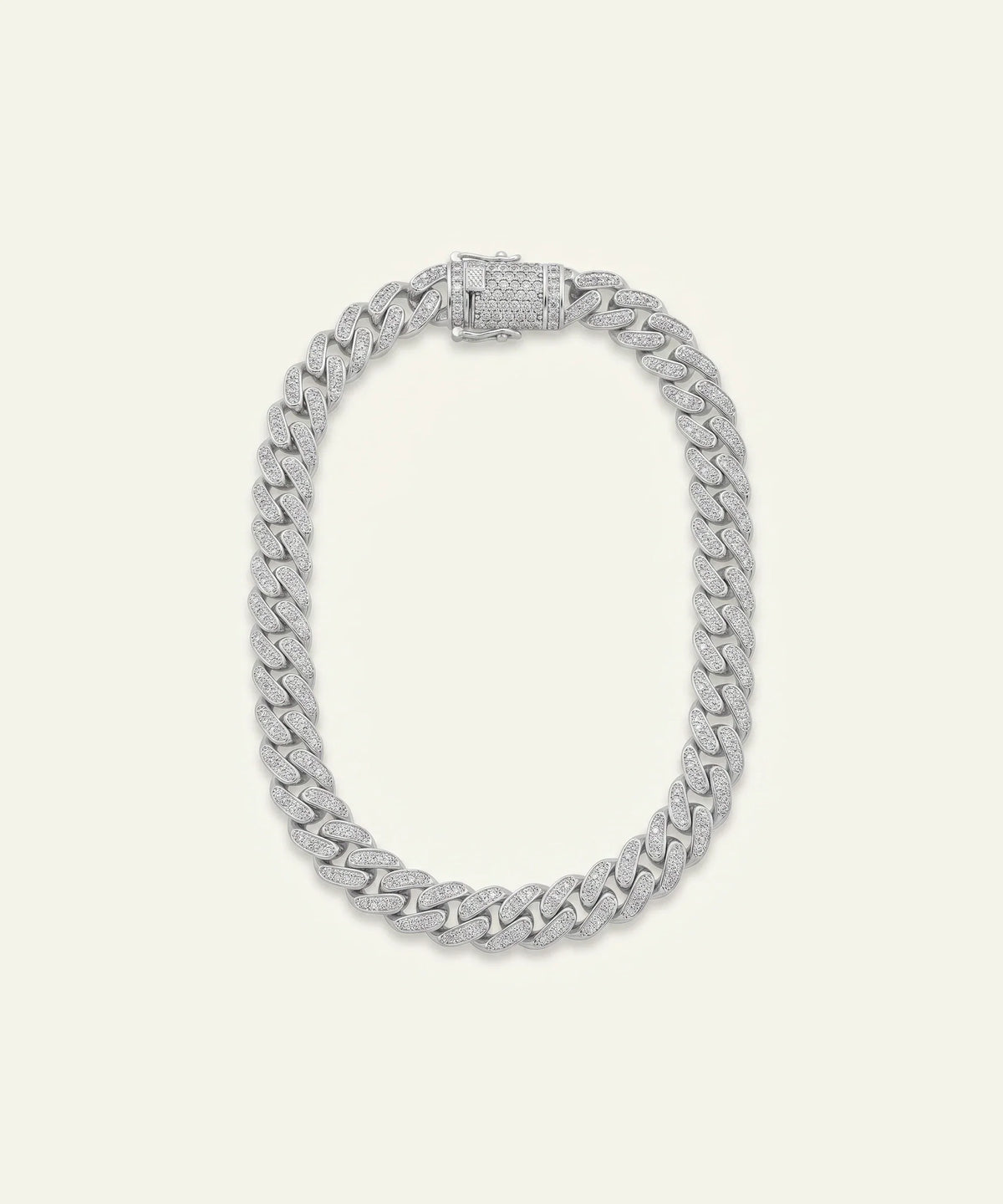 Men's Cuban link bracelet with F-G lab-grown diamonds