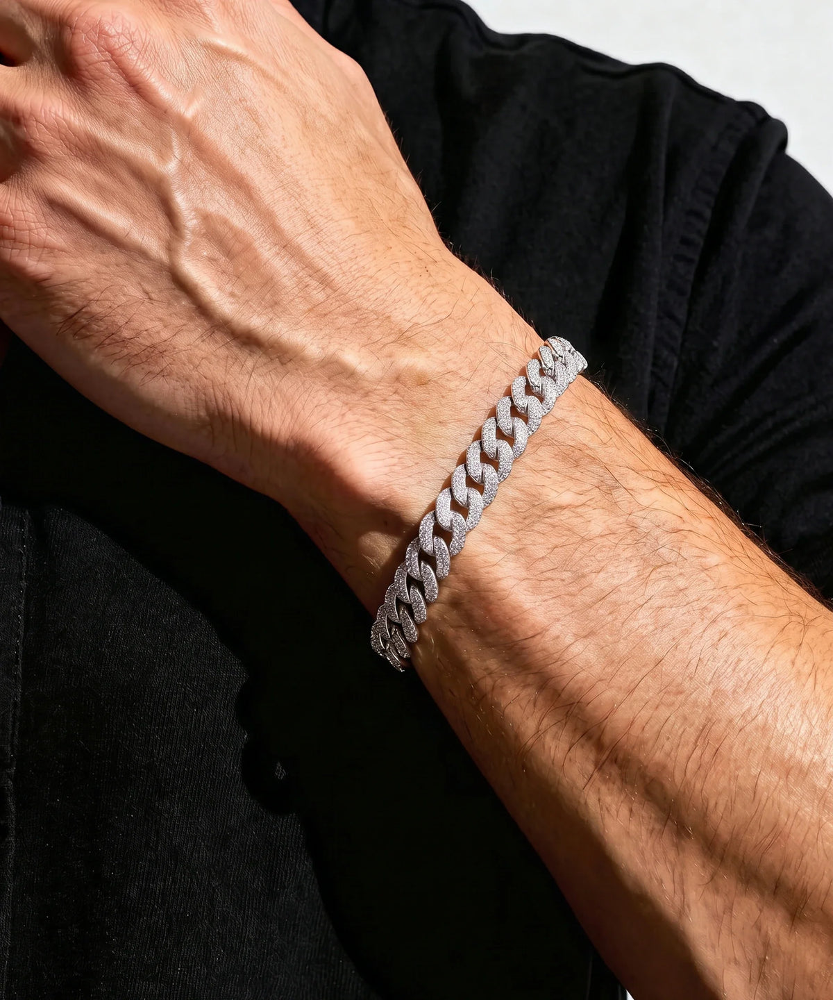 Men's lab-grown diamond Cuban bracelet by