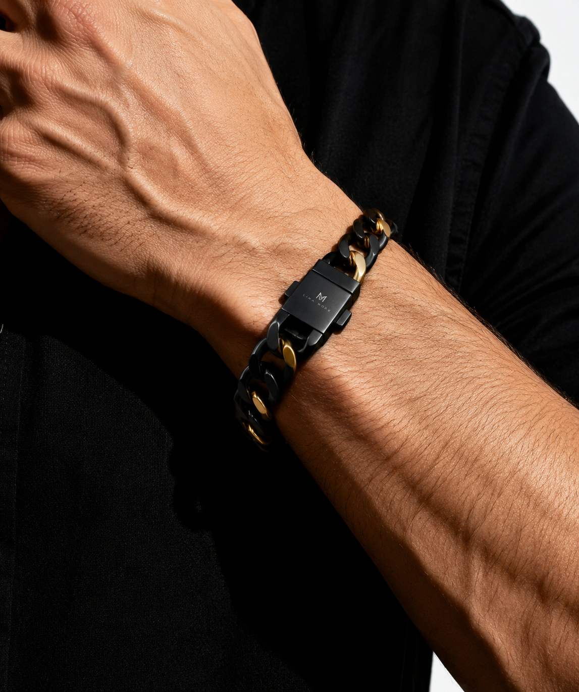 Men's two-tone curb chain bracelet by