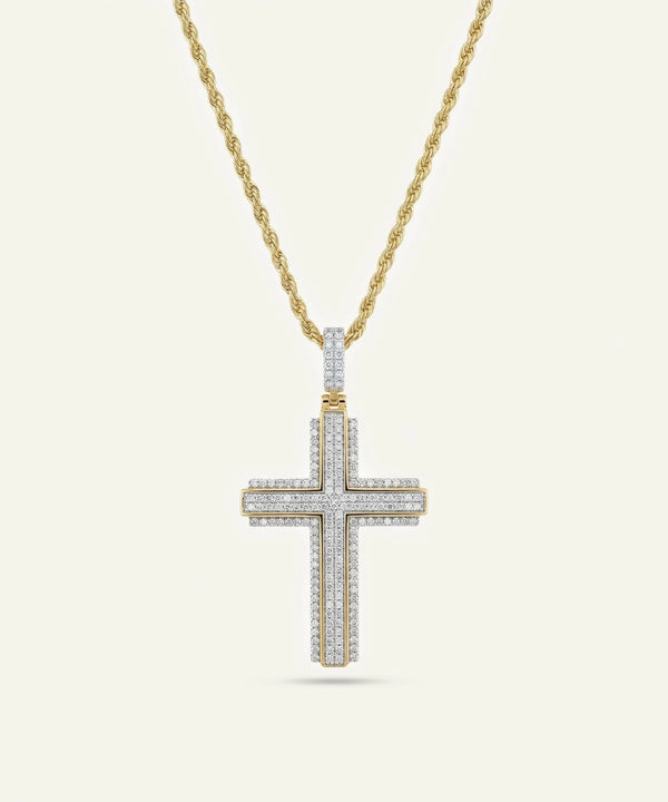 men's 2 CTW silver lab-grown diamond cross pendant
